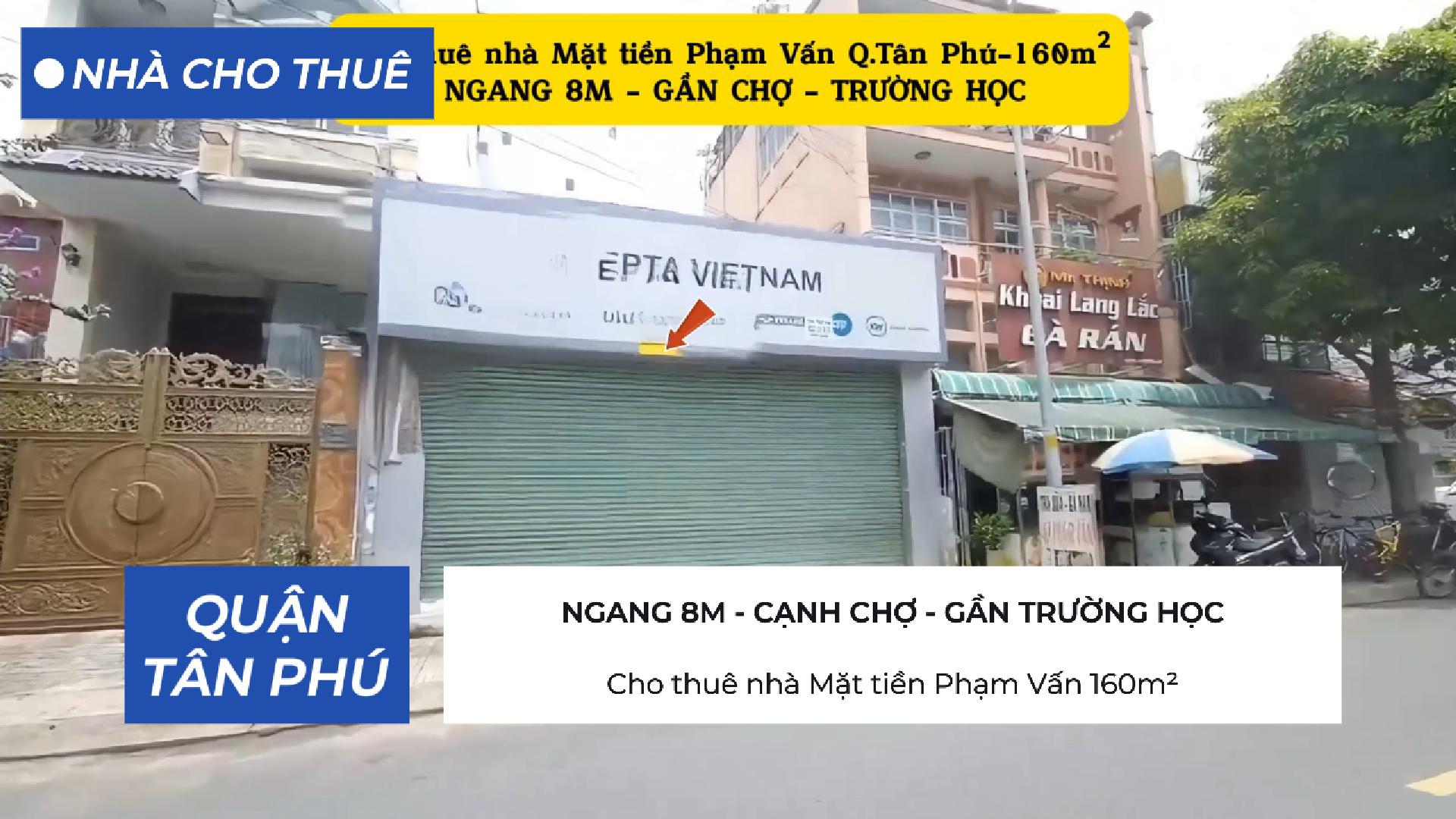 Cho thuê nhà Mặt tiền Phạm Vấn 160m²-NGANG 8M - GẦN CHỢ - Ảnh chính